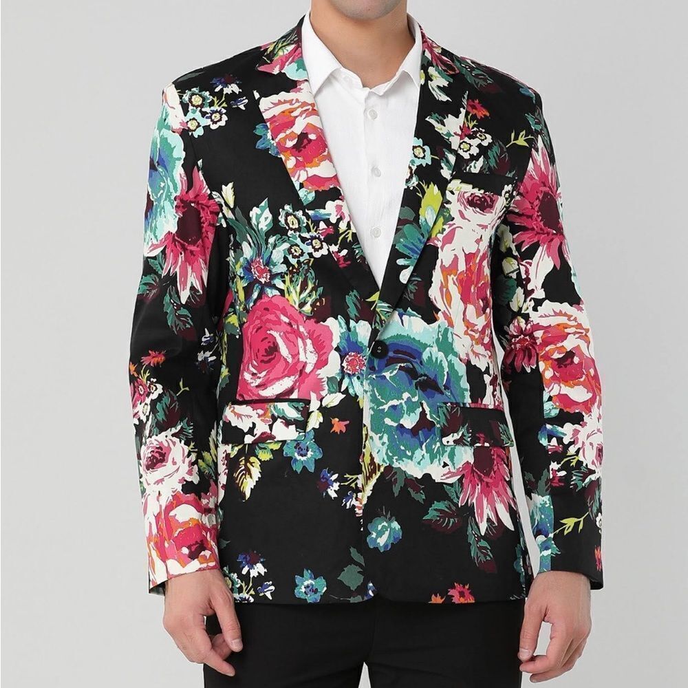 NWT Men’s formal flowered, slim fit jacket by Allegra K size men’s medium